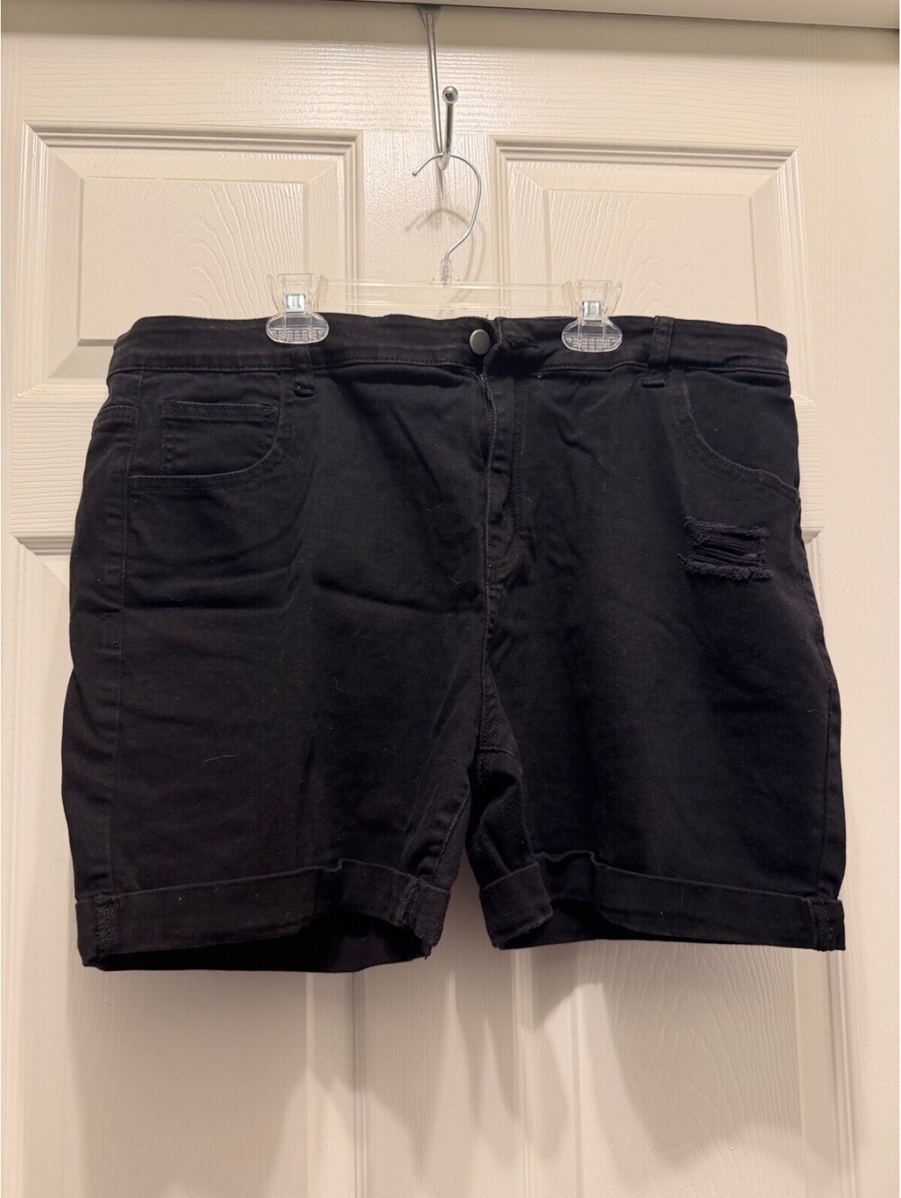 Black Jean Shorts With Pockets Size 24